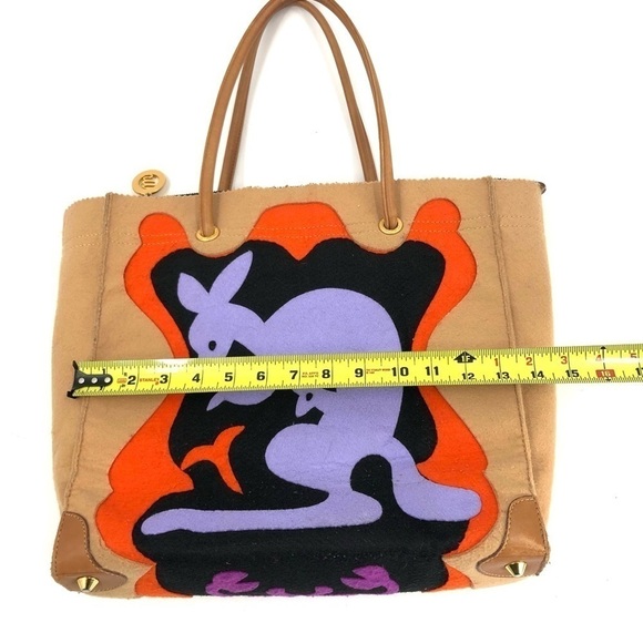 Rare Michael Simon Kangaroo Tote Bag Colorful Felt Carryall Designer Artsy Purse - Picture 11 of 13